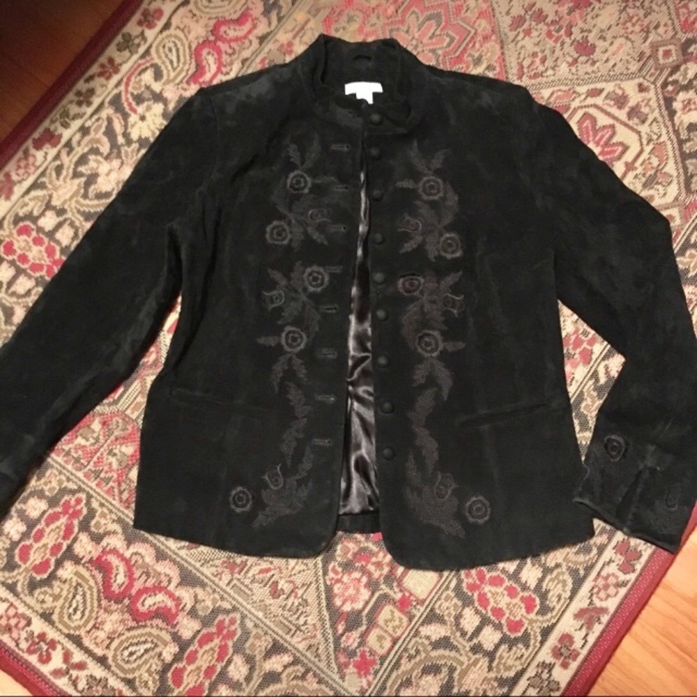 Charter Club embroidered suede jacket